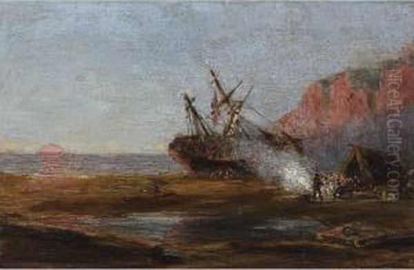 Wreck, Coast Of Nova Scotia Oil Painting by Robert Salmon