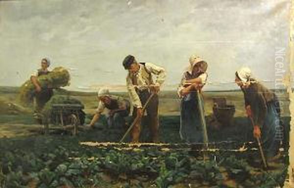 The Turnip Field Oil Painting by Hugo Salmson