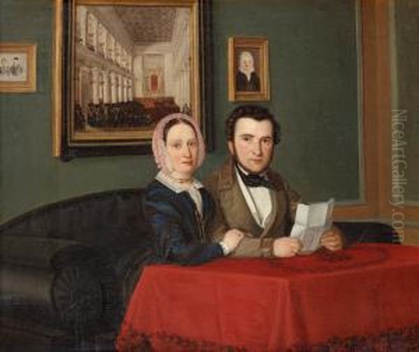 Portrait Of Moses And Hanne Ruben,copenhagen Oil Painting by Geskel Saloman