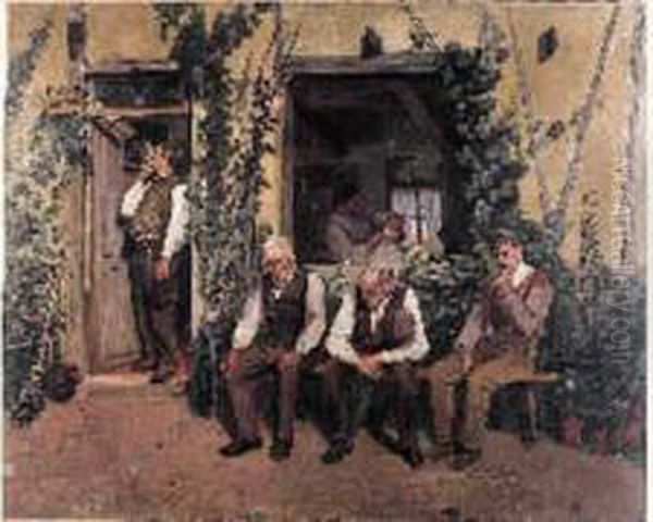 Chez Le Barbier Oil Painting by Emile Salome