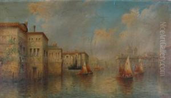 Venetian Canal Scene Oil Painting by James Salt