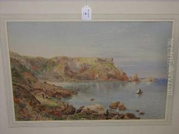 A View Near Torbay, Signed And Dated 1877, Watercolour Oil Painting by John William Salter