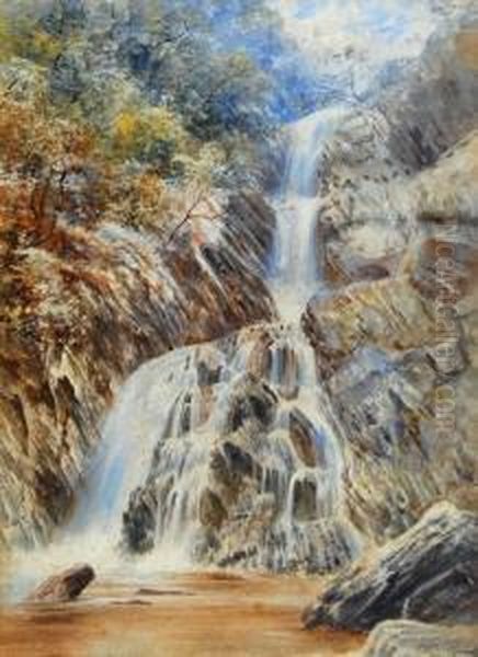 [waterfall] Oil Painting by John William Salter