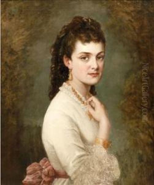 Portrait Of A Lady, Half Length, Believed To Be Princess Dagmar Of Denmark Oil Painting by John William Salter