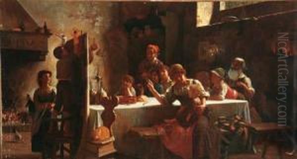 The Puppet Show Oil Painting by Pietro Saltini