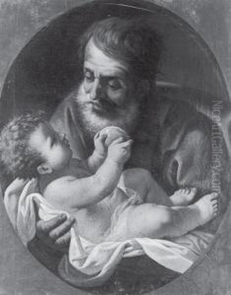 San Giuseppe E Il Bambino Oil Painting by Pietro Saltini