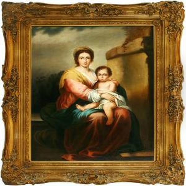 Madonna With The Child Oil Painting by Gonzalo Salva Y Simbor