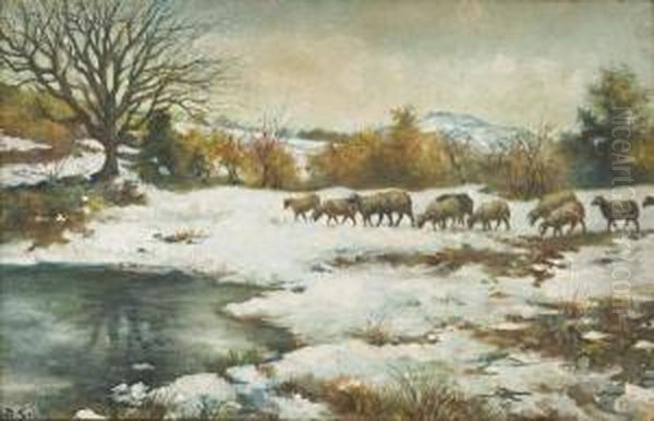 Pascolo Sulla Neve Oil Painting by Antonio Salvetti