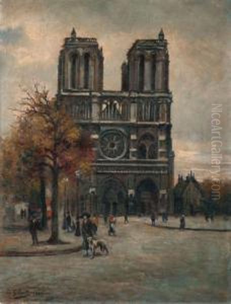 Notre Dame Oil Painting by Antonio Salvetti