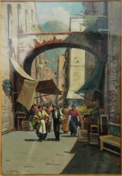 Al Mercato Oil Painting by G. Salvi