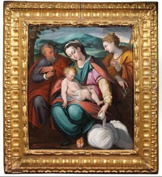 Sacra Famiglia Con Santa Caterina D'alessandra Oil Painting by Orazio Samacchini