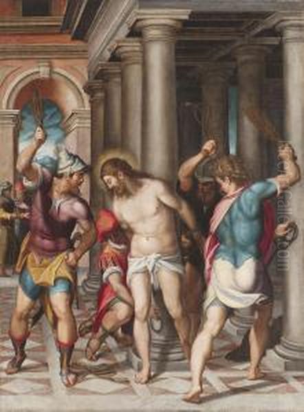 Theflagellation Of Christ Oil Painting by Orazio Samacchini