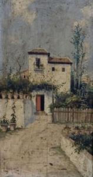 Casa Con Jardin Oil Painting by Jose Sanchez Marquez