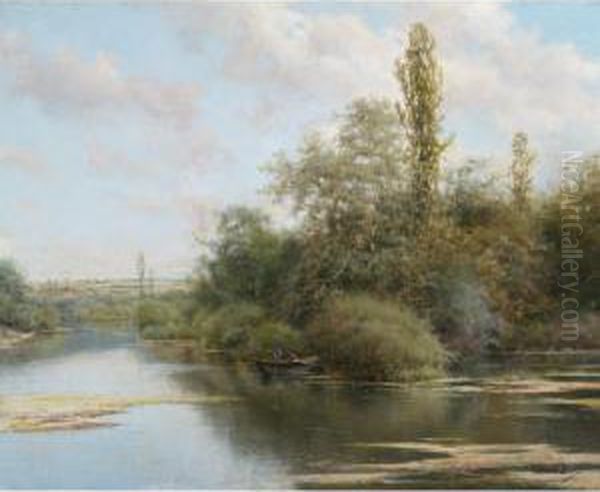 Fishermen On A River Oil Painting by Emilio Sanchez-Perrier