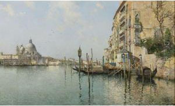 At The Mouth Of The Grand Canal, Santa Maria Della Salute In Thedistance Oil Painting by Emilio Sanchez-Perrier