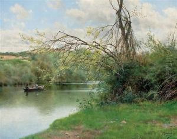 Along A River, Guillena Oil Painting by Emilio Sanchez-Perrier