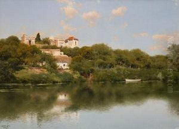 Tranquil River, Alcala Oil Painting by Emilio Sanchez-Perrier