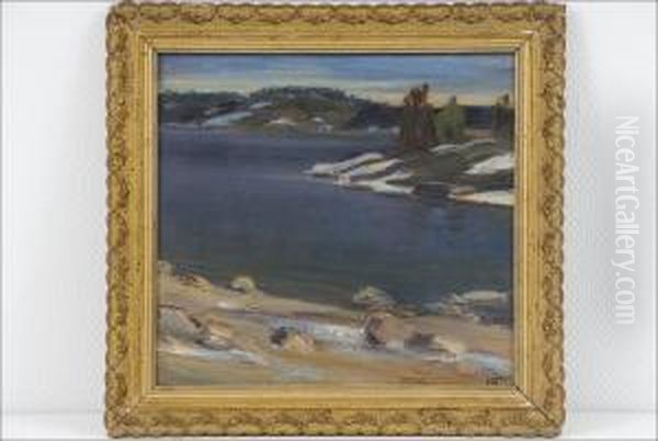 Rantamaisema - Strandlandskap. Oil Painting by Armid Sandberg