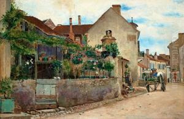 Street Scene From Vichy Oil Painting by Hjalmar Sandberg