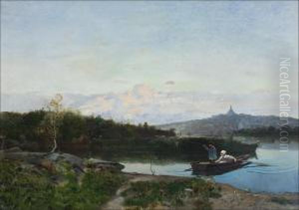 Metsastysretkella. Oil Painting by Hjalmar Sandberg