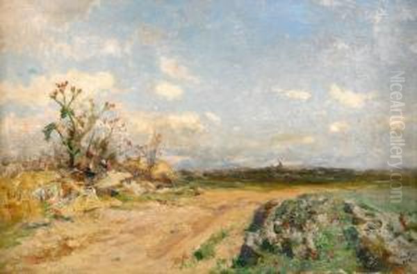 Tistlar, Barbizon Oil Painting by Hjalmar Sandberg