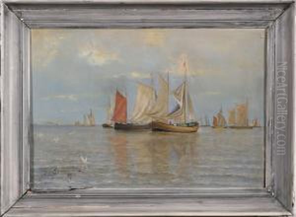 Jean ; Segelbatar Till Havs Oil Painting by Johan Gustav Sandberg