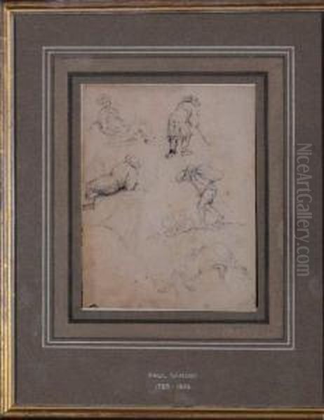 Studies Of Figures And A Dog Oil Painting by Paul Sandby