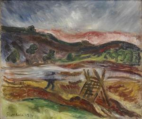 Lovbranning Oil Painting by Gosta Sandels