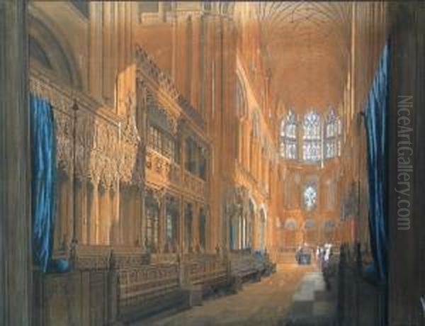 Norwich Cathedral Together With An Etching Of The Same Subject Published 1782 Oil Painting by Jan Sanders