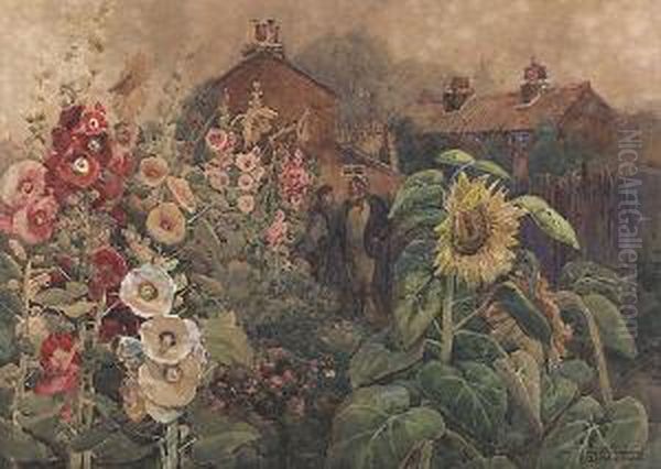 The Flower Garden Oil Painting by Henry John Sandham