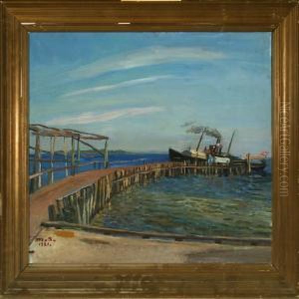 Gangway In Dyreborg On Southern Funen Oil Painting by Anna Marie Sandholt