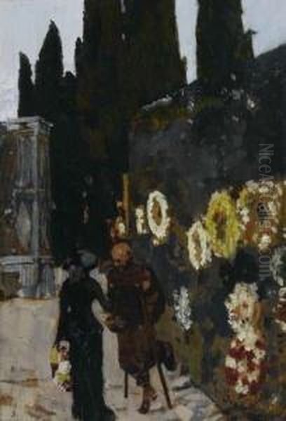 Friedhof. Oil Painting by Hans Sandreuter