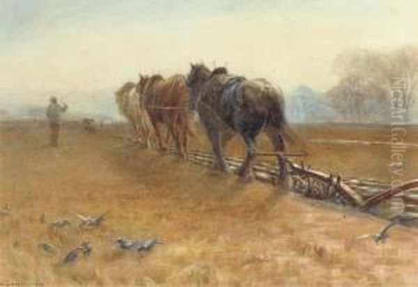 The Plough Team Oil Painting by Henry H. Sands