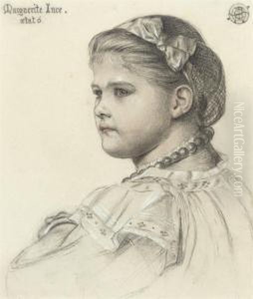 Portrait Of Miss Marguerite Ince, Aged Six, Half-length Oil Painting by Emma Sandys