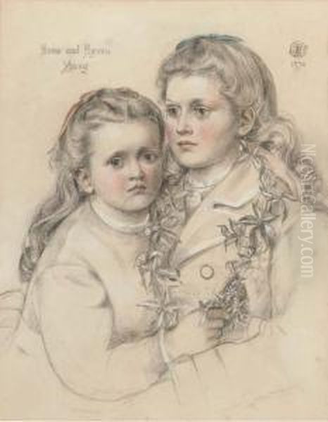 Double Portrait Of Anna And Agnes Young, Half-length Oil Painting by Emma Sandys