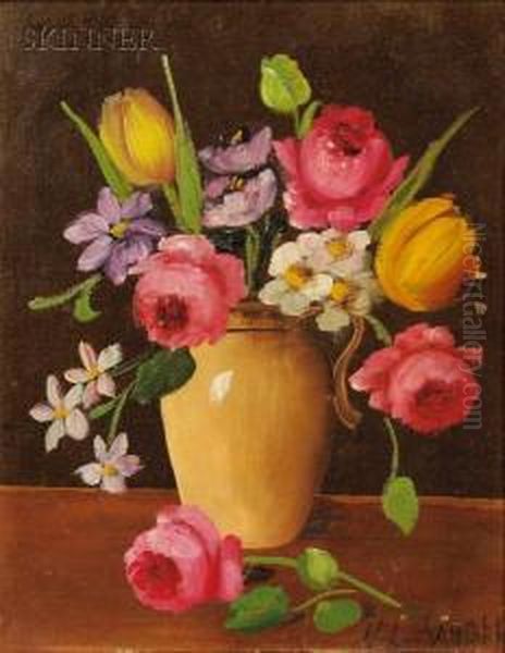 Floral Still Life Oil Painting by Henry L. Sanger