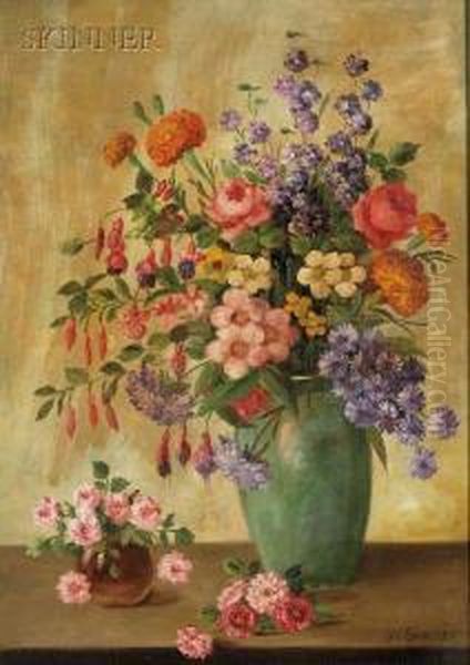 Still Life With Roses Oil Painting by Henry L. Sanger