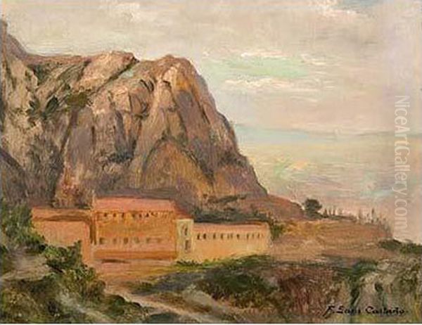 Montserrat Oil Painting by Francesc Sans Castano