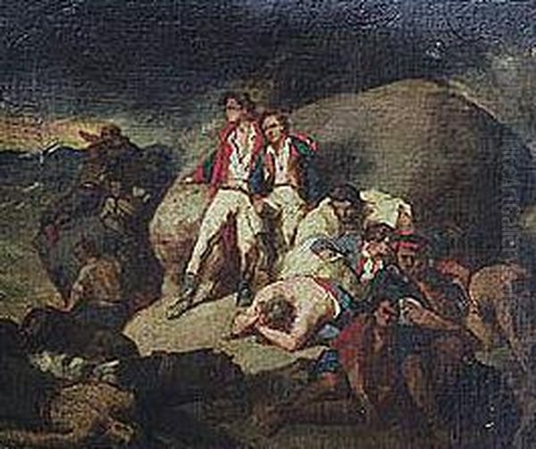 Episodio De La Batalla De Trafalgar Oil Painting by Francisco Sans y Cabot