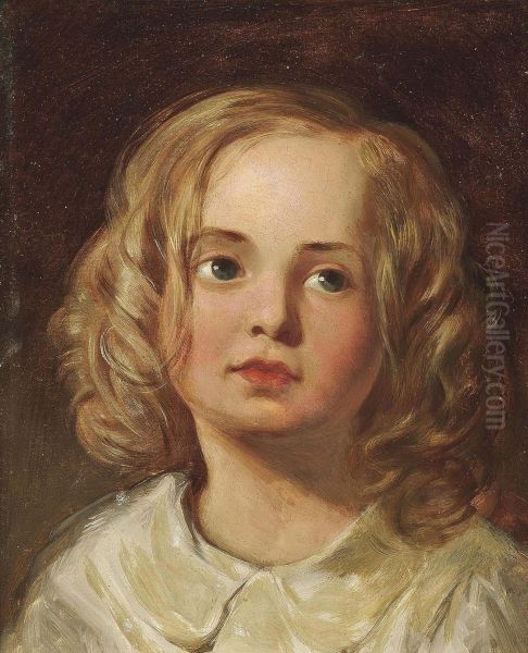 Wistful Child Oil Painting by James Sant