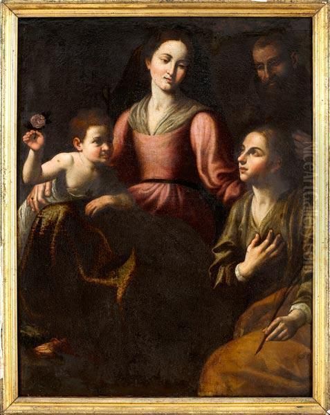 Sacra Famiglia Con Santa Martire Oil Painting by Fabrizio Santafede