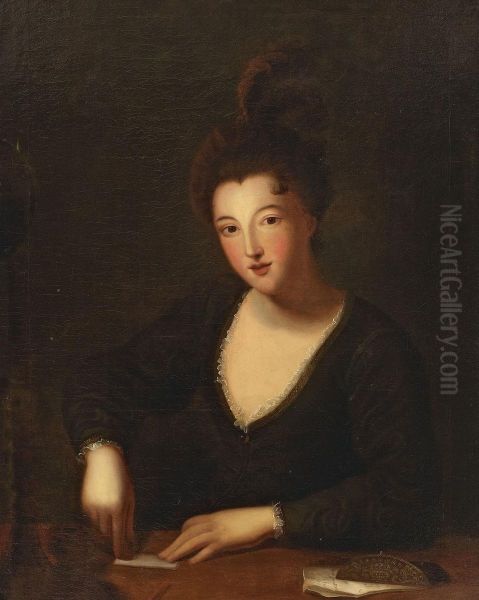 Dame, Einen Briefversiegelnd Oil Painting by Jean-Baptiste Santerre