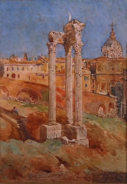 Pittore Nel Foro Romano Oil Painting by Francesco Raffaello Santoro