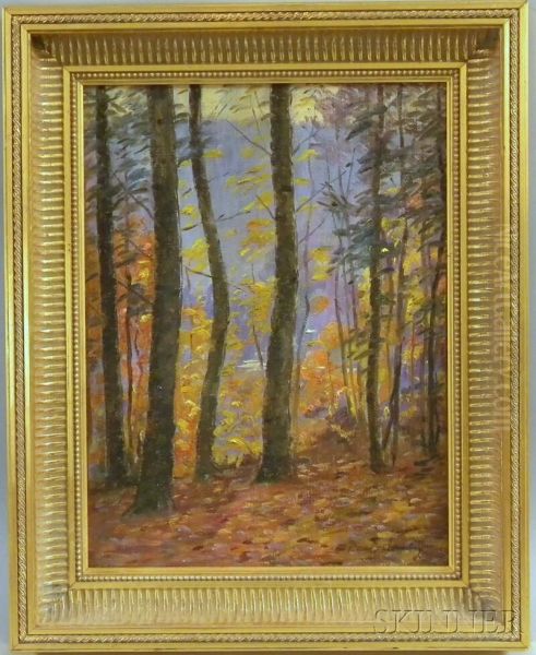 Sunlight Through The Fall Trees Oil Painting by Daniel Francois Santry