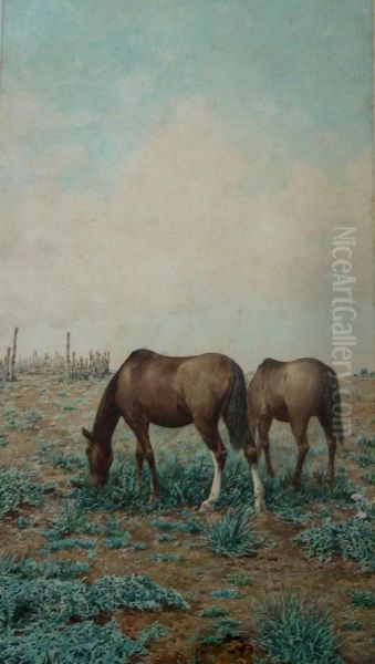 Caballos Oil Painting by Juan Sanuy