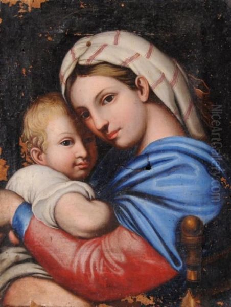 Madonna Della Seggiola Oil Painting by Raphael (Raffaello Sanzio of Urbino)