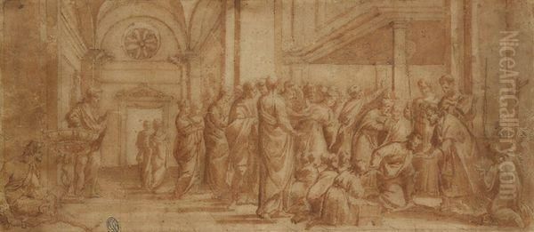 Scene De Communion Dans Une Eglise Oil Painting by Raphael (Raffaello Sanzio of Urbino)