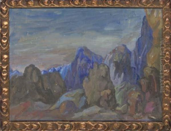 Blue Mountains Oil Painting by Nikolai Nikolaievich Sapunov