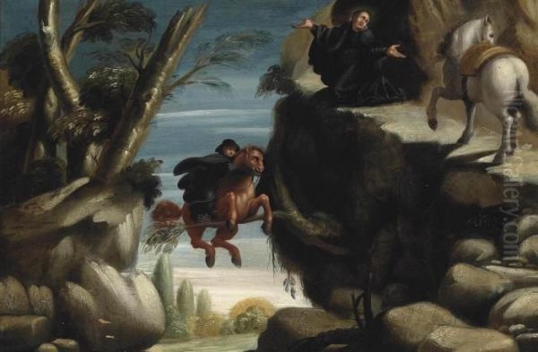 Saint Nicholas Interceding And Saving A Rider Oil Painting by Carlo Saraceni