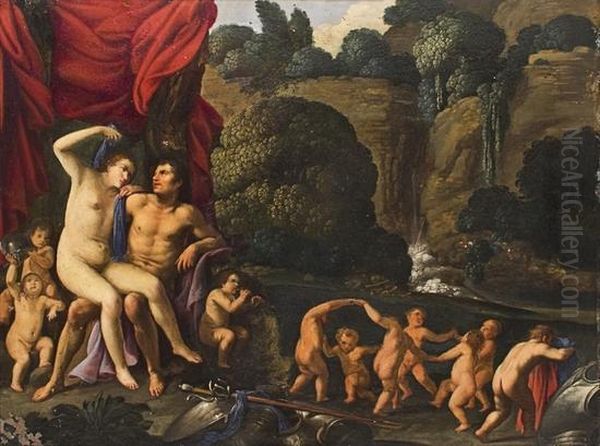 Venere, Marte E Amorini Oil Painting by Carlo Saraceni